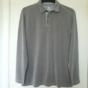 Men's Tommy Bahama Long Sleeve Gray Tencel Lyocell Polo [M]